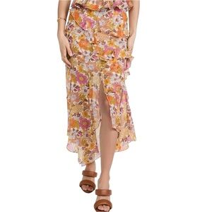 Veronica Beard Eleonora silk floral print colorful boho skirt feminine sz 10